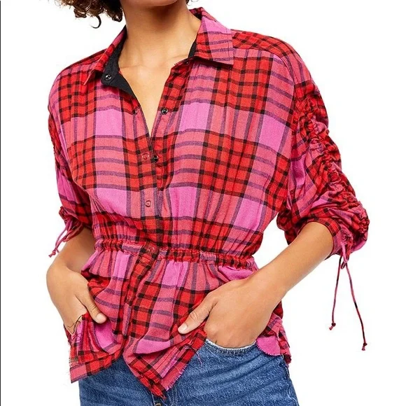 NWT Free People Pacific Dawn Plaid Shirt - Picture 1 of 4